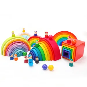 Горячие детские игрушки большой Радужный штабелер деревянные игрушки для детей креативные радужные строительные блоки Монтессори обучающая игрушка для детей