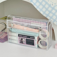 Étui à crayons transparent en PVC de grande capacité, étanche, avec fermeture à boucle, boîte de rangement pour étudiants, trousse de maquillage simple et multifonctionnelle
