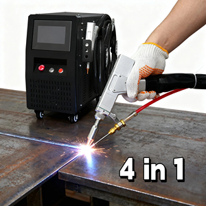 Nouvelle machine de nettoyage, de découpe et de soudage au laser à fibre portative légère en acier et aluminium 4-en-1 de 900W, 1200W, 1500W, 2000W PMI - Product Image 1