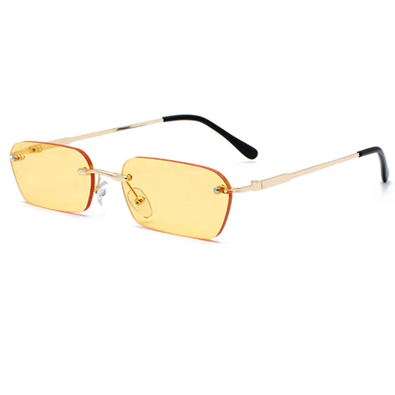 Men's hipster sunglasses style female personalized yellow square rimless sunglass