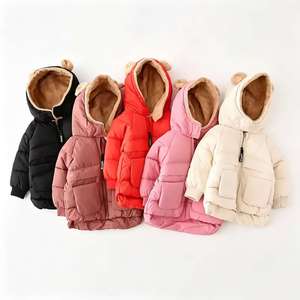 Vêtements d'extérieur pour enfants en coton à capuche avec oreilles d'ours, mignons, pour garçons et filles, de haute qualité, épais et coupe-vent, vente en gros - Product Image 1
