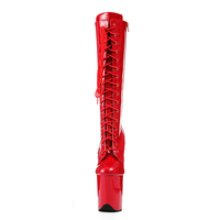 Bottes de pole dance personnalisées rouges pour l'hiver et l'automne, à lacets, avec fermeture éclair, plateforme haute, chaussures de danse exotique