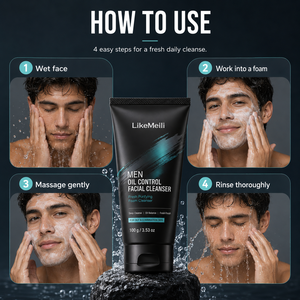 Nettoyant Visage Homme Contrôle Sébum Marque Blanche 100g Tube Noir Mousse Purifiante Fraîche Soin Quotidien Peaux Grasses et Mixtes OEM - Product Image 4