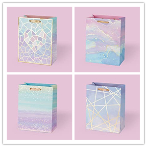 Sacs cadeaux en papier doré à dégradé violet, sacs cadeaux romantiques pour la Saint-Valentin, sacs à main pour les cadeaux d'anniversaire, emballage de luxe - Product Image 3