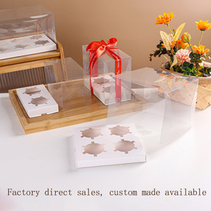 Tùy chỉnh 2 4 6 12 lỗ <span class=keywords><strong>cupcake</strong></span> bao bì hộp Muffin ly macaroon bánh quy Đóng gói hộp rõ ràng bánh Hộp bao bì - Product Image 3