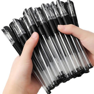 Stylos gel bon marché à pointe fine 0,5 mm, papeterie en gros, fournitures de bureau pour étudiants, stylo neutre, stylo gel noir avec logo personnalisé - Product Image 2