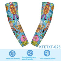 Manguitos deportivos de seda helada con estampado digital para niños, diseño de dibujos animados, para ciclismo y actividades al aire libre en verano.