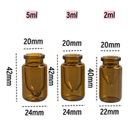 Flacons en verre ambré à double paroi avec fermeture à clipser de 2 ml, 3 ml et 5 ml