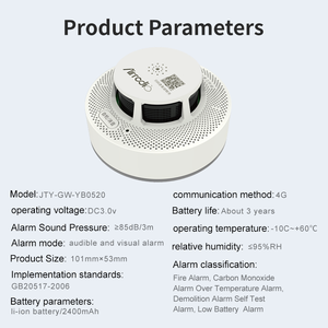 Sistema <span class=keywords><strong>di</strong></span> Allarme <span class=keywords><strong>Antincendio</strong></span> Tuya CO Sensore <span class=keywords><strong>di</strong></span> Temperatura Rilevatore <span class=keywords><strong>di</strong></span> <span class=keywords><strong>Fumo</strong></span> Fotoelettrico Impermeabile Batteria 5 Anni 85dB Allarme EN14604 - Product Image 4