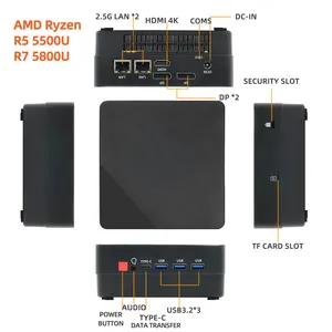 AMD Mini PC NUC R5 5500U R7 Ryzen 7 5700U 4800H 8 Cores 2.5G Dual LAN DP HD-MI WiFi6 Win11 Ubuntu OEM Mini Gaming PC Computer