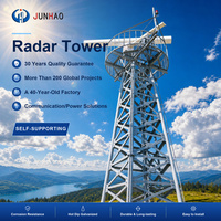 Tour radar en treillis d'acier peint rouge et blanc avec radôme GFRP détachable et escalier en colimaçon, tour d'antenne anticorrosion