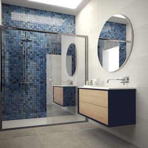 Mosaïque 50x50 en verre recyclé Ocean, fabriquée en Espagne, écologique, pour murs intérieurs de salle de bain, design côtier, mosaïque de qualité supérieure - Product Image 2