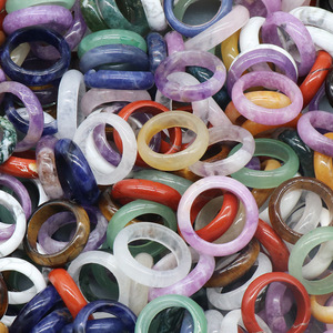 Fabricante de fábrica Venta directa Anillo de obsidiana negra natural Anillos de dedo de obsidiana de cristal hechos a mano redondos - Product Image 5