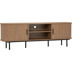 Industrial Metal <b>Frame</b> 1.8m <b>Oak</b> Colour MALMO TV Cabinet Export from Malaysia Sturdy Media Console for Urban Living Room Decor - Product Image 1