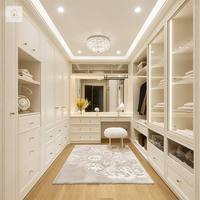 XINGRUO Dressing sur mesure avec étagères et tiroirs LED, couleur crème, pour la maison