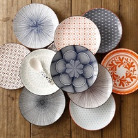 Assiette à dessert ronde en porcelaine de style Japandi, colorée sous glaçure, vaisselle haut de gamme pour les repas à la maison