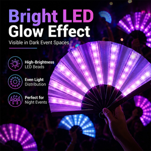 Abanico Plegable de Bambú con Luces LED Personalizadas, Abanico Luminoso para Discotecas, Fiestas, Conciertos, Festivales, Eventos, Regalo Promocional - Product Image 3