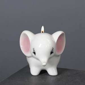 Bán buôn tùy chỉnh dễ thương Trắng Elephant gốm rỗng người giữ ngọn nến - Product Image 3