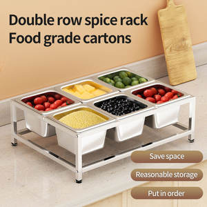 Support de service en acier inoxydable 1/6 à une rangée pour les magasins de thé au lait, compartiment pour poudre de fruits et assaisonnements, utilisation commerciale sur comptoir - Product Image 3