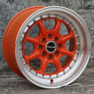 F80868 15 pulgadas 8.0j ET15 4X100/114,3/73,1, rojo amarillo azul verde del borde de la buena calidad de aleación de ruedas modificado modelo de nuevo diseño - Product Image 4