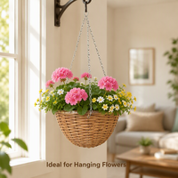 Panier mural suspendu en rotin PP pour décoration de pot de fleurs, écologique et durable, vente en gros