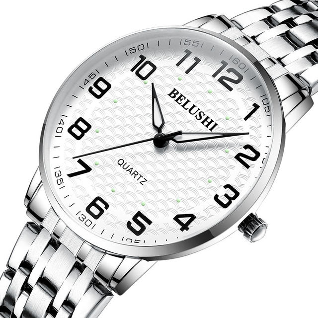 Couple Watches for Lovers BELUSHI 559 Digital Clock Stainless Steel Bracelet Gift Luxury Waterproof Man and Women Watch Quartz