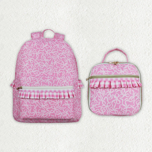 Wholesale Pink Bow Pattern Girls Backpack Matching <b>Lunch</b> Box <b>Set</b> Boutique Style Zipper Student Backpacks - Product Image 6