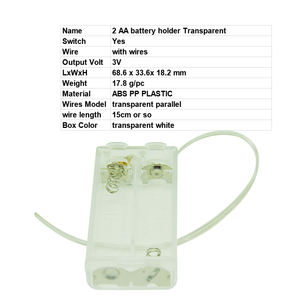 Plástico transparente <span class=keywords><strong>2</strong></span> <span class=keywords><strong>X</strong></span> Soporte de batería <span class=keywords><strong>AA</strong></span> con cubierta e interruptor Accesorio de almacenamiento conveniente - Product Image 2