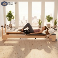 Machine de Pilates Reformer en bois robuste Queenlife pour studio australien, équipement de yoga de 320 mm de hauteur avec cadre robuste de 130 kg