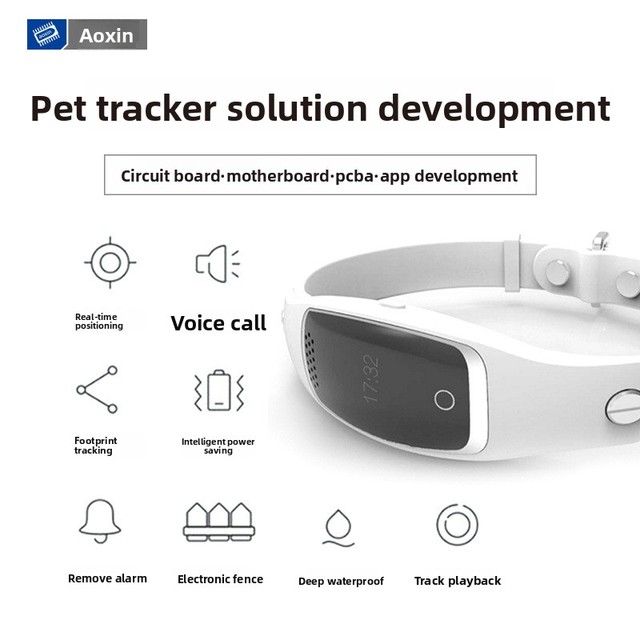Custom Smart Pet Tracker PCBA Solution Development GPS LED Collar Hardware and Mobile APP Software Services
