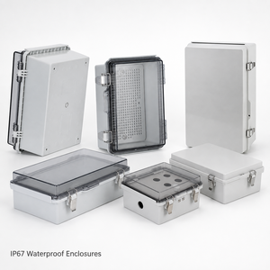 Boîtier de contrôle étanche IP66 en polycarbonate NEMA 4X avec couvercle transparent et boucles en acier inoxydable - Product Image 5
