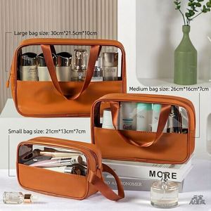 Custom Printed Letter Pattern for Transparent PVC Handled Waterproof Portable <b>Toiletry</b> <b>Storage</b> Organizer Cosmetic Bag - Product Image 4