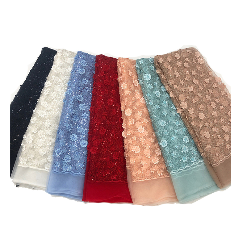 Высококачественная 3D Тюль с бусинами и камнями, сетка, кружевная ткань с вышивкой, кружевная ткань с бисером, вышивка, Цветочная сетчатая ткань для вечернего платья