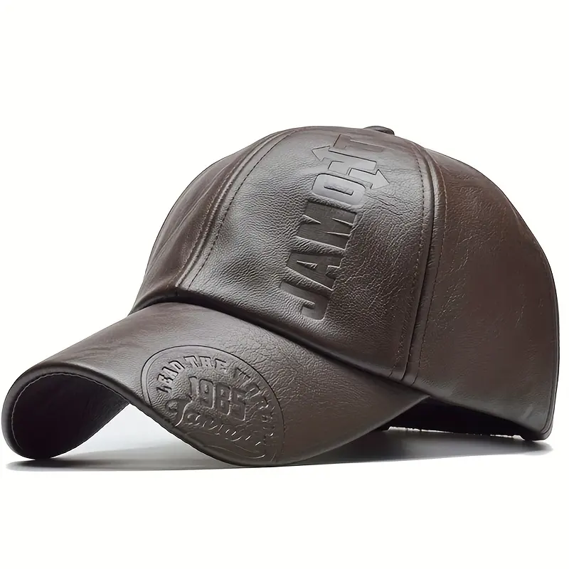JX Men's British PU Leather Baseball Cap Adjustable Breathable Casual Hat Hats distressed baseball caps
