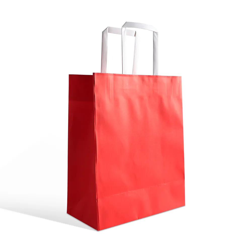 high quality red color reusable kraft paper bag shopping art packaging gift paperbags for gift shop