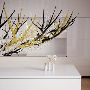 Decorazione moderna forcella per albero in vetro per hall Hotel con luce pendente personalizzata grande progetto lampadario a LED - Product Image 1