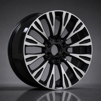 Nouvelle jante en alliage d'aluminium forgé 20 rayons, finition maille noire brillante et argent usiné, 6 trous, logo personnalisé, jante de voiture 16-22 pouces 5x114.3