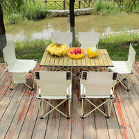 Ensemble table et chaises pliantes modernes d'extérieur, cadre en alliage d'aluminium, coussin minimaliste pliable à séchage rapide pour pique-nique, camping, plage