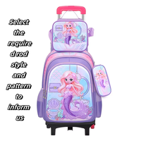 Baru 3D kartun kulit nilon kain tiga potong Set siswa sekolah dasar batang tarik tas sekolah tas makan siang langsung pabrik pasokan