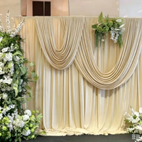 Rideau de fond de scène de mariage en soie glacée, ignifuge, avec franges ondulées, style romantique élégant, pour intérieur et extérieur