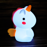 Veilleuse LED en silicone Licorne pour chambre d'enfant, lampe de chevet rechargeable, 7 couleurs changeantes, veilleuse mignonne