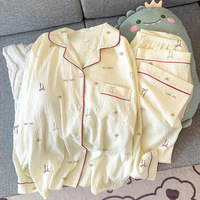 Luxe haut de gamme dames pyjamas automne hiver dessin animé à manches longues amour papillon maison vêtements respirant