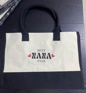 ถุงผ้าแคนวาสความจุขนาดใหญ่ถุงของขวัญสำหรับผู้หญิงถุงช้อปปิ้งสีขาวสีดำ - Product Image 4