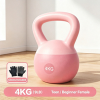 Kettlebell en fonte 6 kg, revêtement vinyle violet, antidérapant, respectueux du sol, équipement d'entraînement de musculation pour femmes, entraînement à domicile, fitness