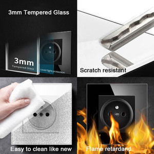 Panel de cristal de 86x86mm, enchufe francés con 1 USB y 1 puerto de carga <span class=keywords><strong>TPC</strong></span> - Product Image 3