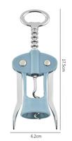 Sacacorchos de acero inoxidable con alas, abridor de vino, cubierta azul pastel, extractor de tapas de botellas de cerveza, sacacorchos de doble palanca con gusano afilado