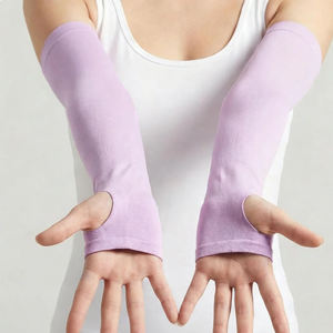 Бесшовные однотонные нарукавники из ледяного шелка с защитой от УФ-излучения для велоспорта - Product Image 3