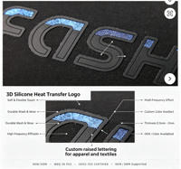 Autocollants 3D métallisés haut de gamme uniques en TPU, patchs personnalisés en relief, étiquettes de transfert thermique en plastisol texturé