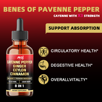 Suppléments digestifs à base de plantes ODM OEM 8 In1 Gouttes liquides de poivre de Cayenne gingembre basilic sacré extrait de cannelle de Ceylan