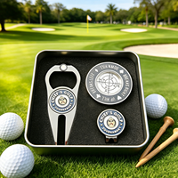 Kit Cadeau de Golf Personnalisable OEM en Gros – Marqueur de Balle, Outil de Réparation de Divots, Jeton de Golf en Métal avec Logo Personnalisé